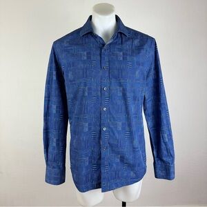 Bugatchi Patterned Blue Button Down Shirt